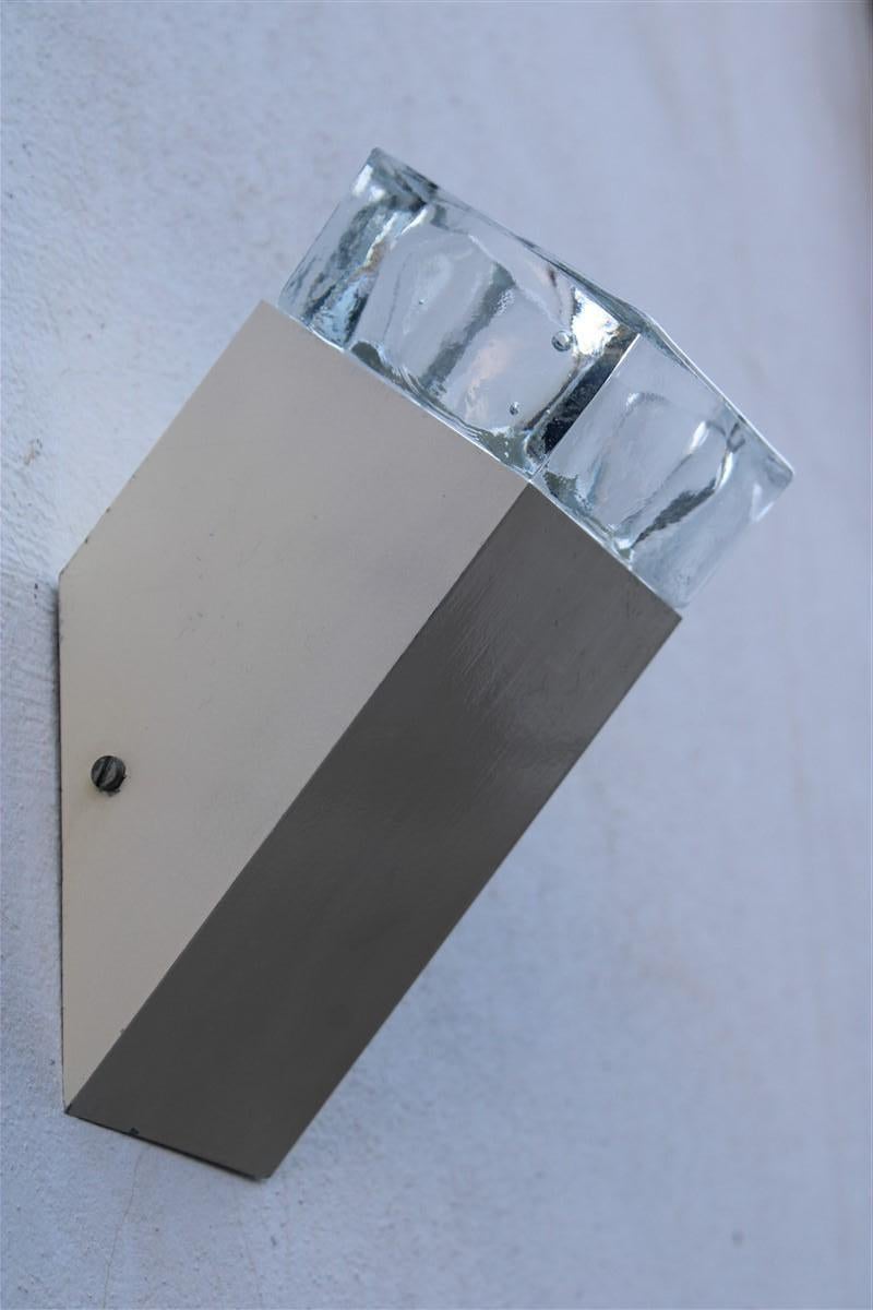 Metal Sciolari Obliqua Beige Italy 1970s Murano Glass Wall Lamp  For Sale
