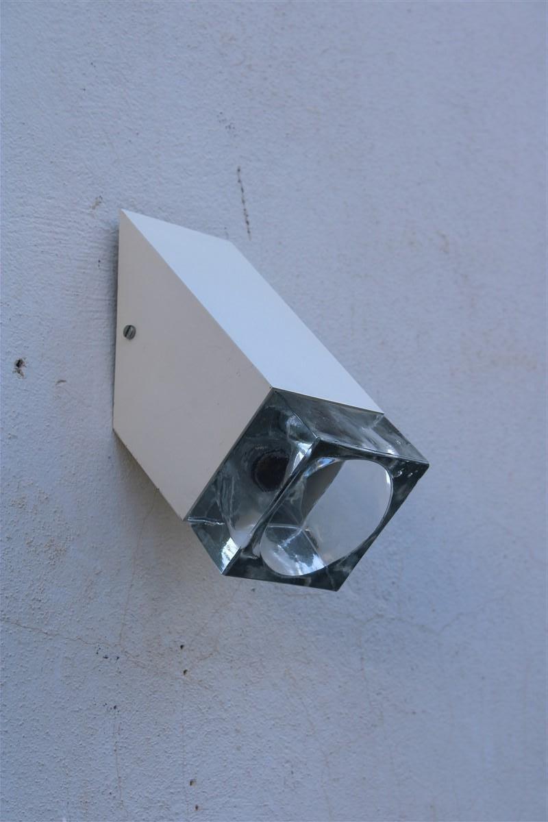 Italian Sciolari Obliqua White Italy 1970s Murano Glass Wall Lamp  For Sale