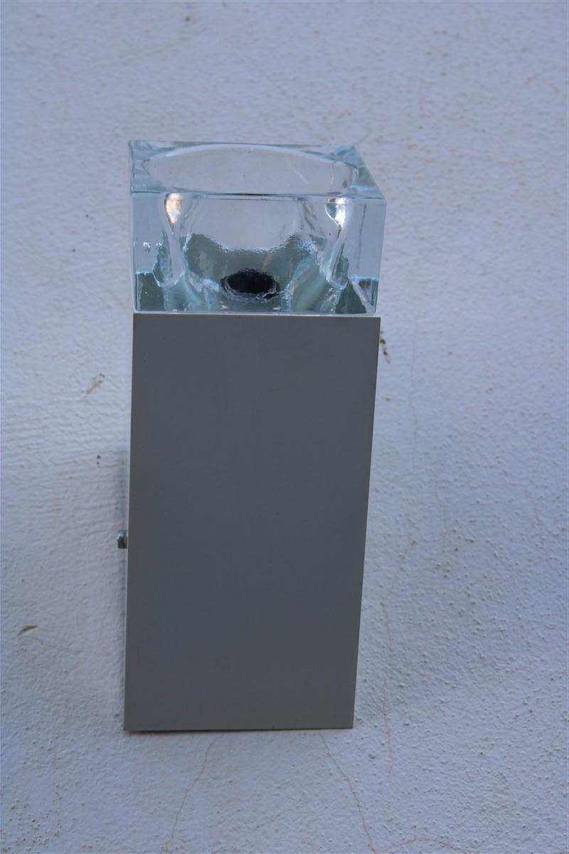 Sciolari Obliqua White Italy 1970s Murano Glass Wall Lamp  For Sale 1