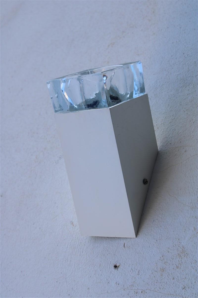 Sciolari Obliqua White Italy 1970s Murano Glass Wall Lamp  For Sale 3