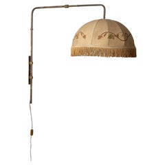 Lampada da parete vintage anni 40 in ottone e tessuto design Italiano