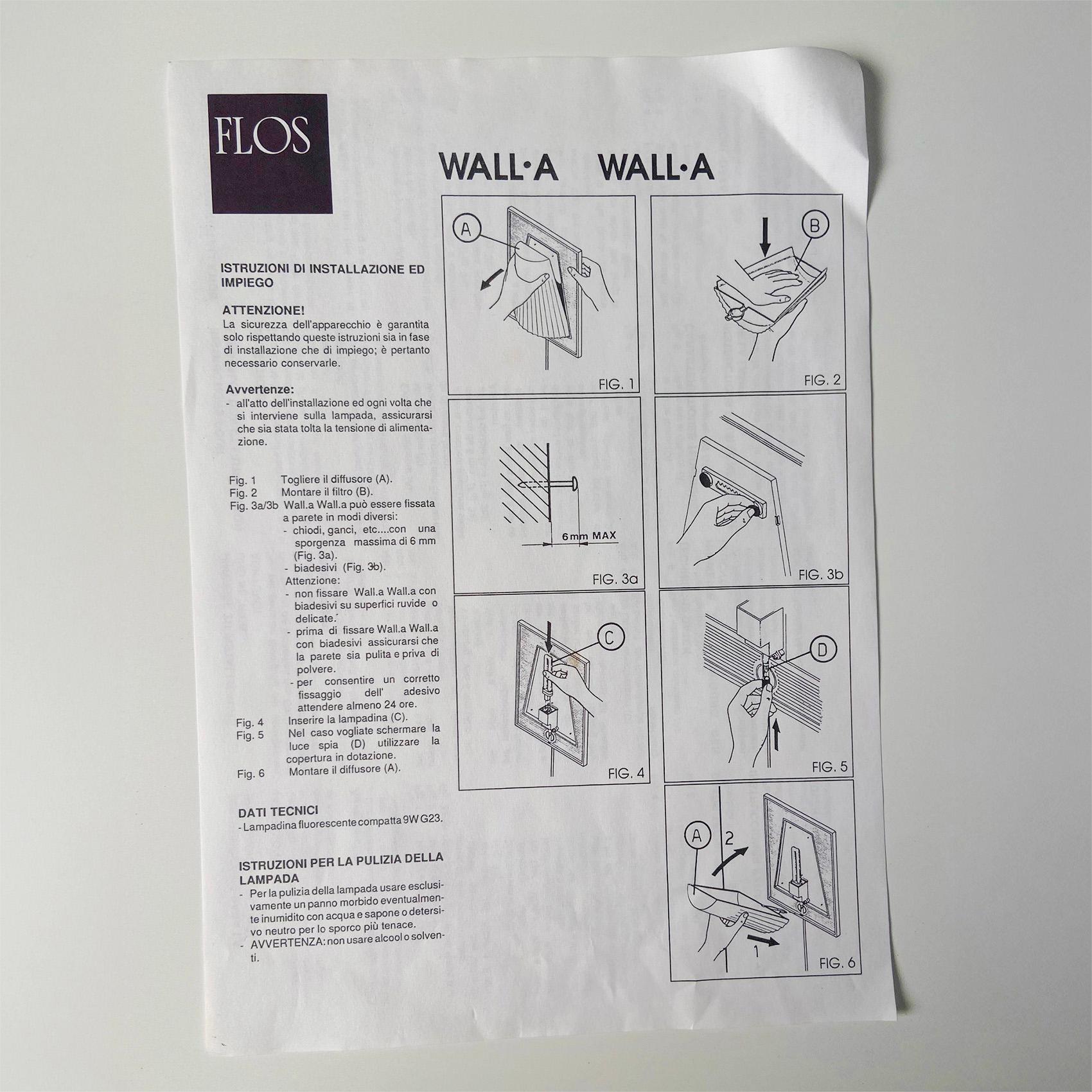 Lampada da parete Walla Walla disegnata da Philippe Starck e prodotta Flos 1994 en vente 5