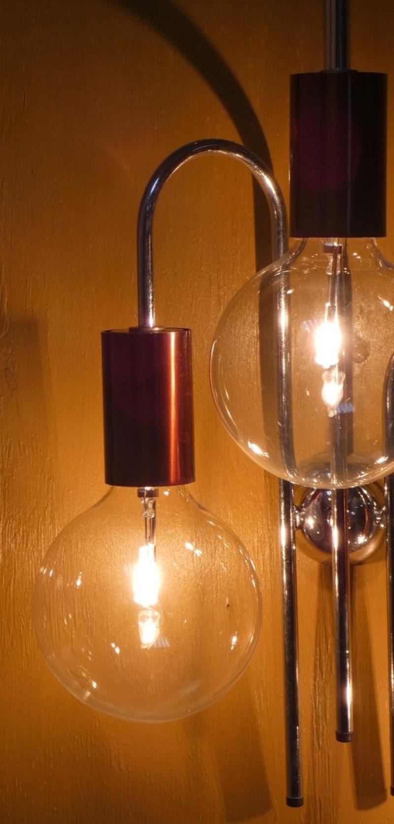 Plated Waterfall wall lamp attributed to Robert Sonnemann, USA, 1970s For Sale