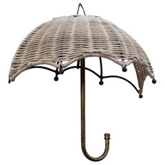 Mid-Century Italian Design Bamboo and Brass Table Lamp