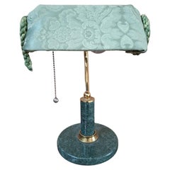 Lampada da Scrivania Vintage in Marmo Verde e Ottone Pezzo Unico Artigianale '80