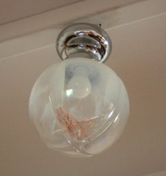 Plafonnier chromé, verre soufflé de Murano, Italie, années 1960