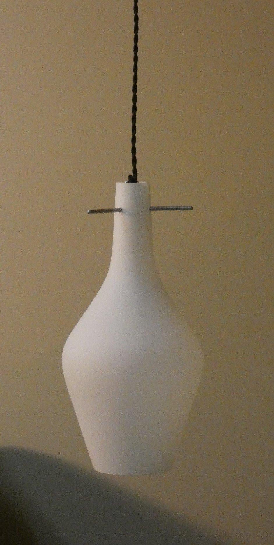 Mid-Century Modern Opal glass and iron ceiling lamp, Italy 1950s For Sale