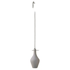 Lámpara de techo de vidrio opalino y hierro, Italia Años 50