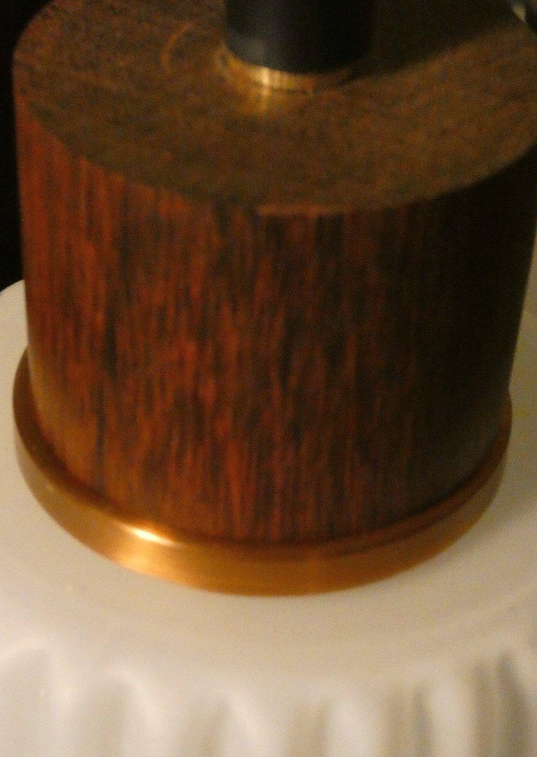 Italian Lampada da soffitto in vetro opalino e teak, Italia, anni '50 in vendita