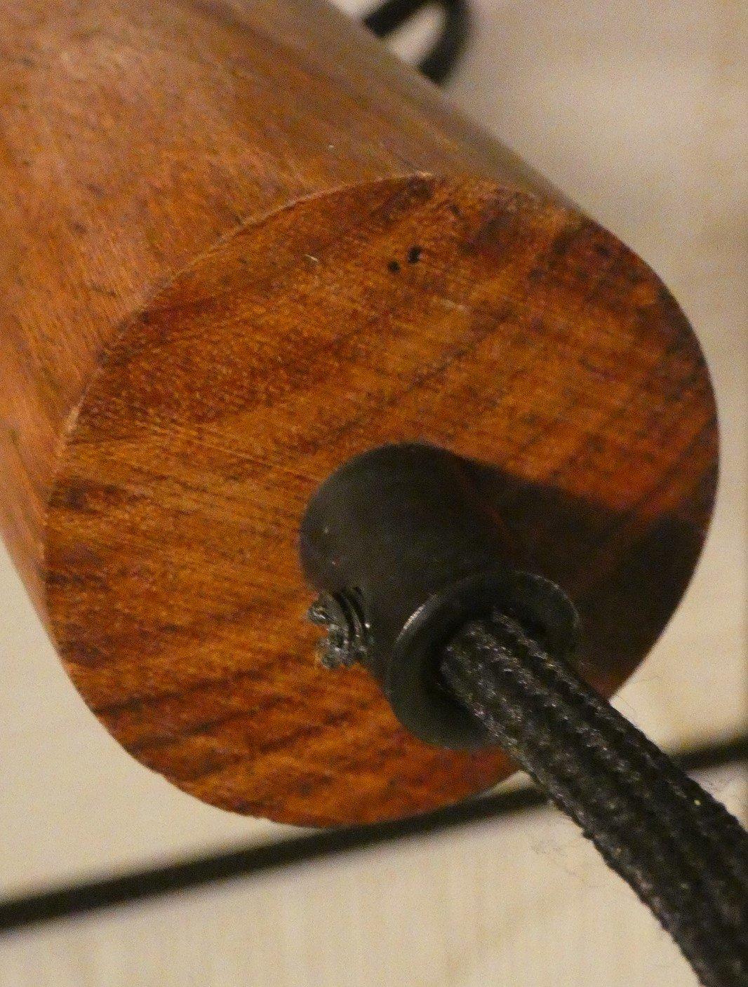 20th Century Lampada da soffitto in vetro opalino e teak, Italia, anni '50 in vendita