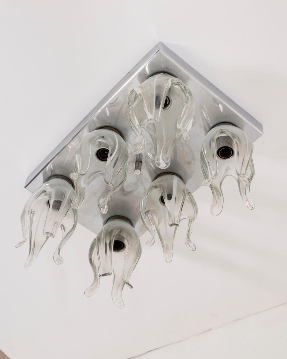 Lampada da soffitto o parete vintage anni 60 in vetro di Murano design Italiano In Good Condition For Sale In None, IT