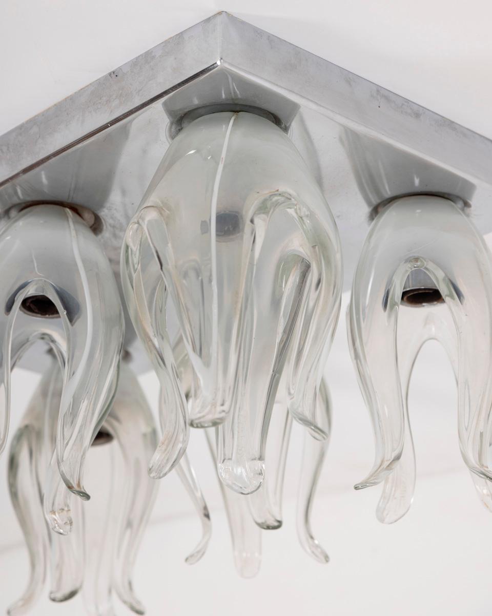 Lampada da soffitto o parete vintage anni 60 in vetro di Murano design Italiano For Sale 1