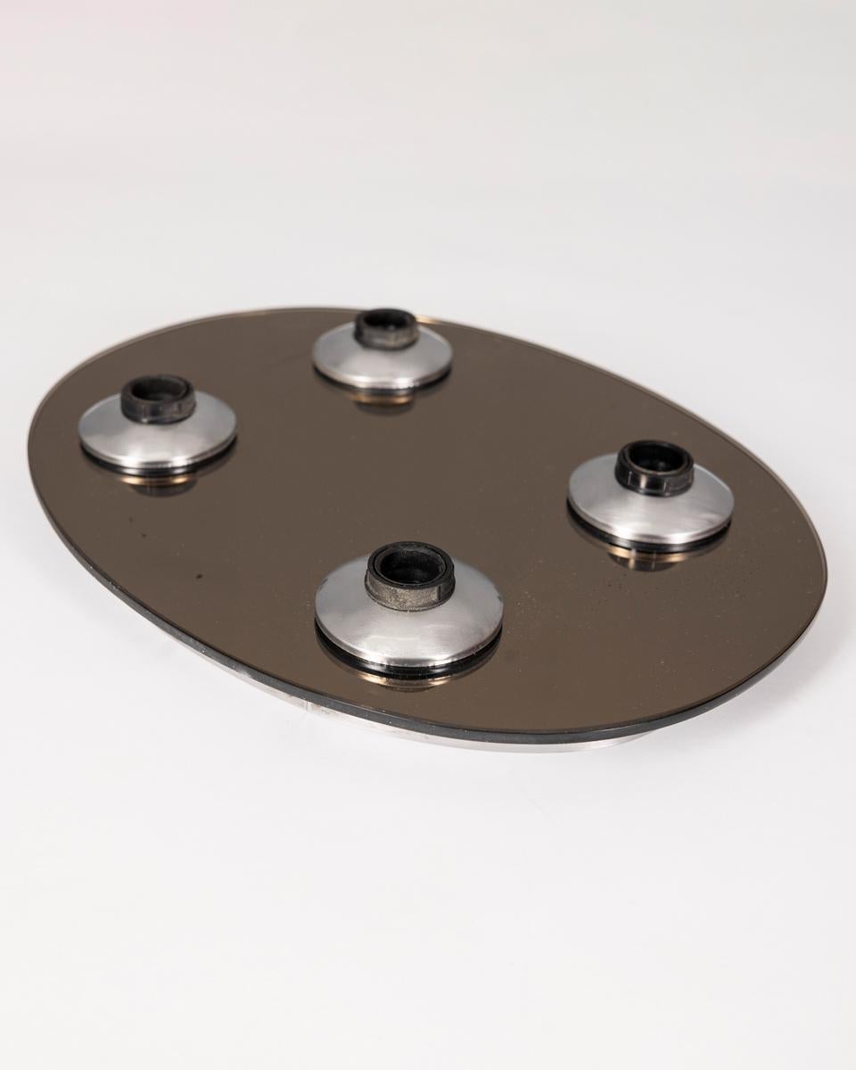 Moderno Lampada da soffitto parete vintage anni 60 in vetro 4 luci design Italiano in vendita