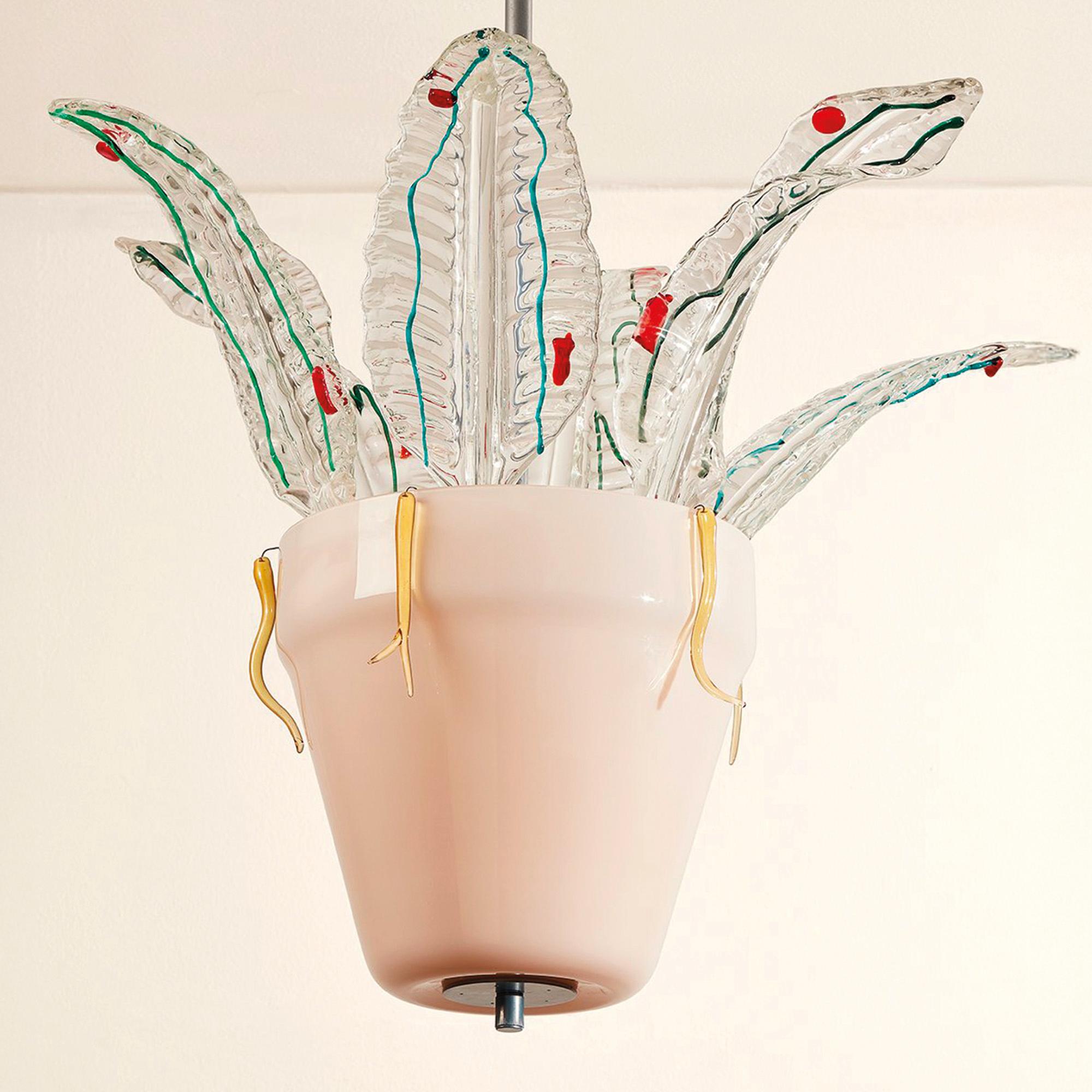Italian Lampada da soffitto Suspension di Ugo la Pietra del 1970 in vetro di Murano en vente