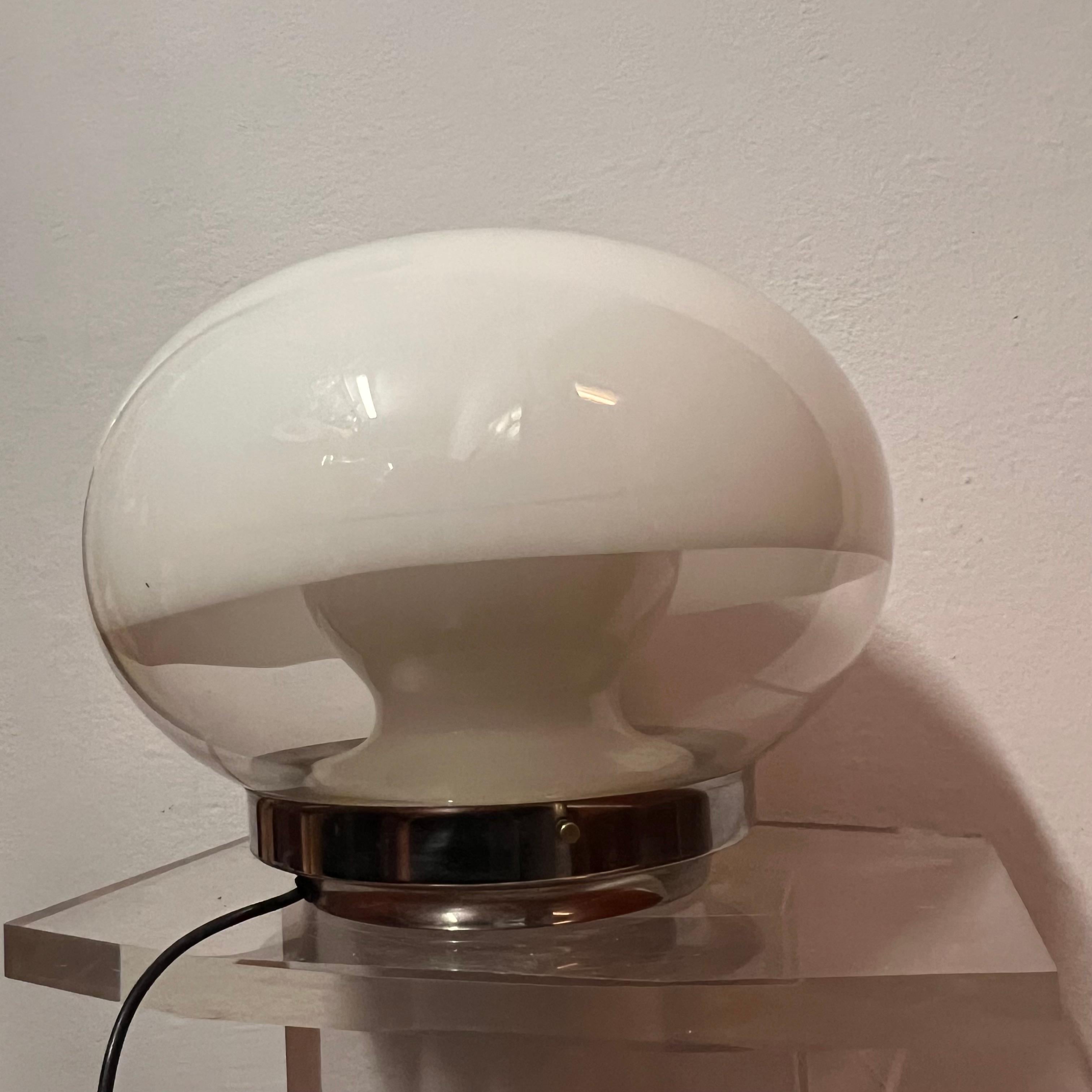 Metal Lampada da Tavolo a Doppio Corpo in Vetro di Murano - Italia - Anni '70