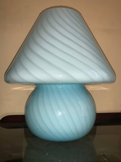 Blue Murano glass mushroom-shaped table lamp, Venini Italia 1970s