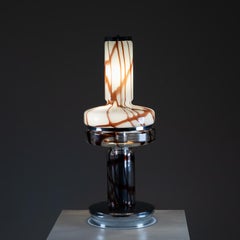 Lampada da tavolo Angelo Brotto per Esperia, vetro e acciaio, anni 70