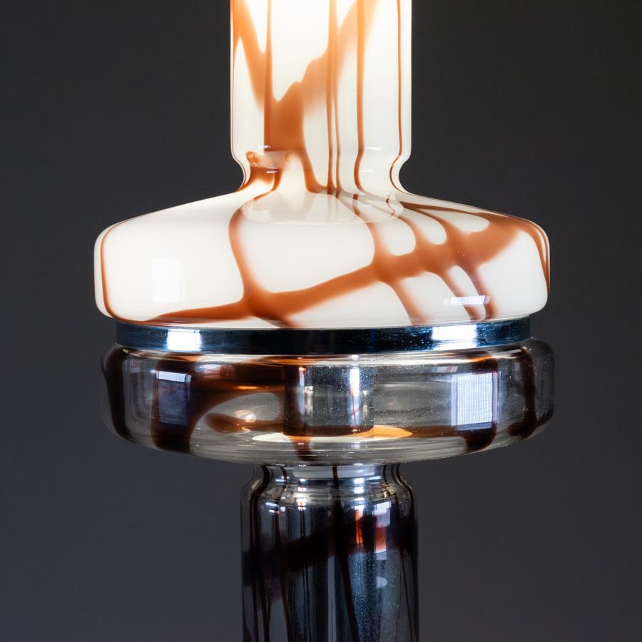 Ère spatiale Lampe de table Angelo Brotto pour Esperia, verre et acier, 1970 en vente