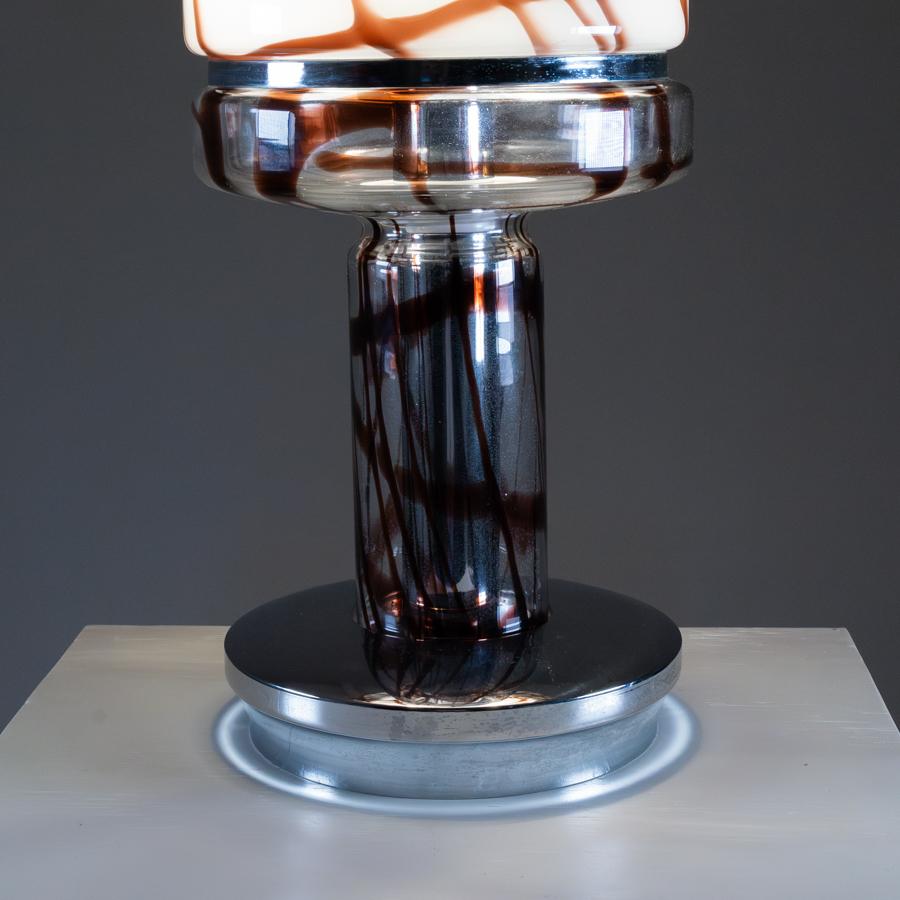 Lampe de table Angelo Brotto pour Esperia, verre et acier, 1970 Bon état - En vente à Milano, Lombardia
