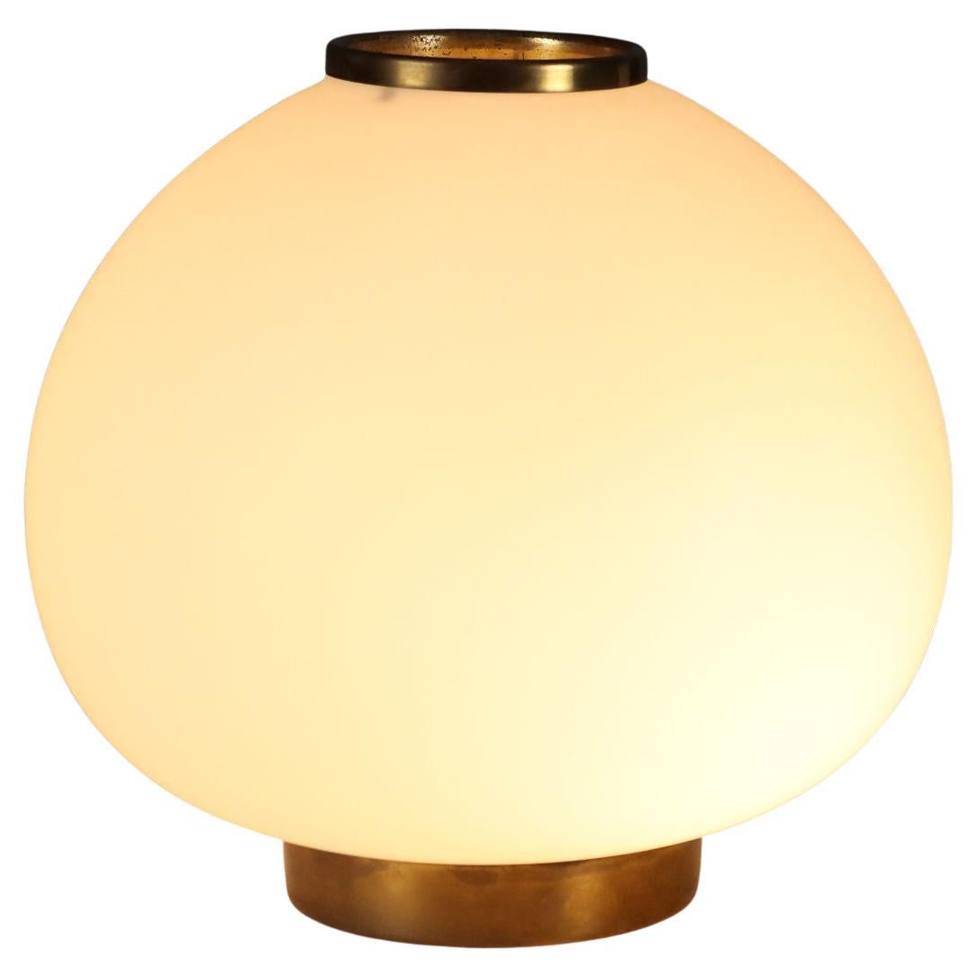 Mid-Century Modern Table Lamp, Brass & Opaline Glass, Italy, 1960