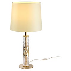 Lampada da tavolo Bamboo, con vetro decorato oro e paralume chinette