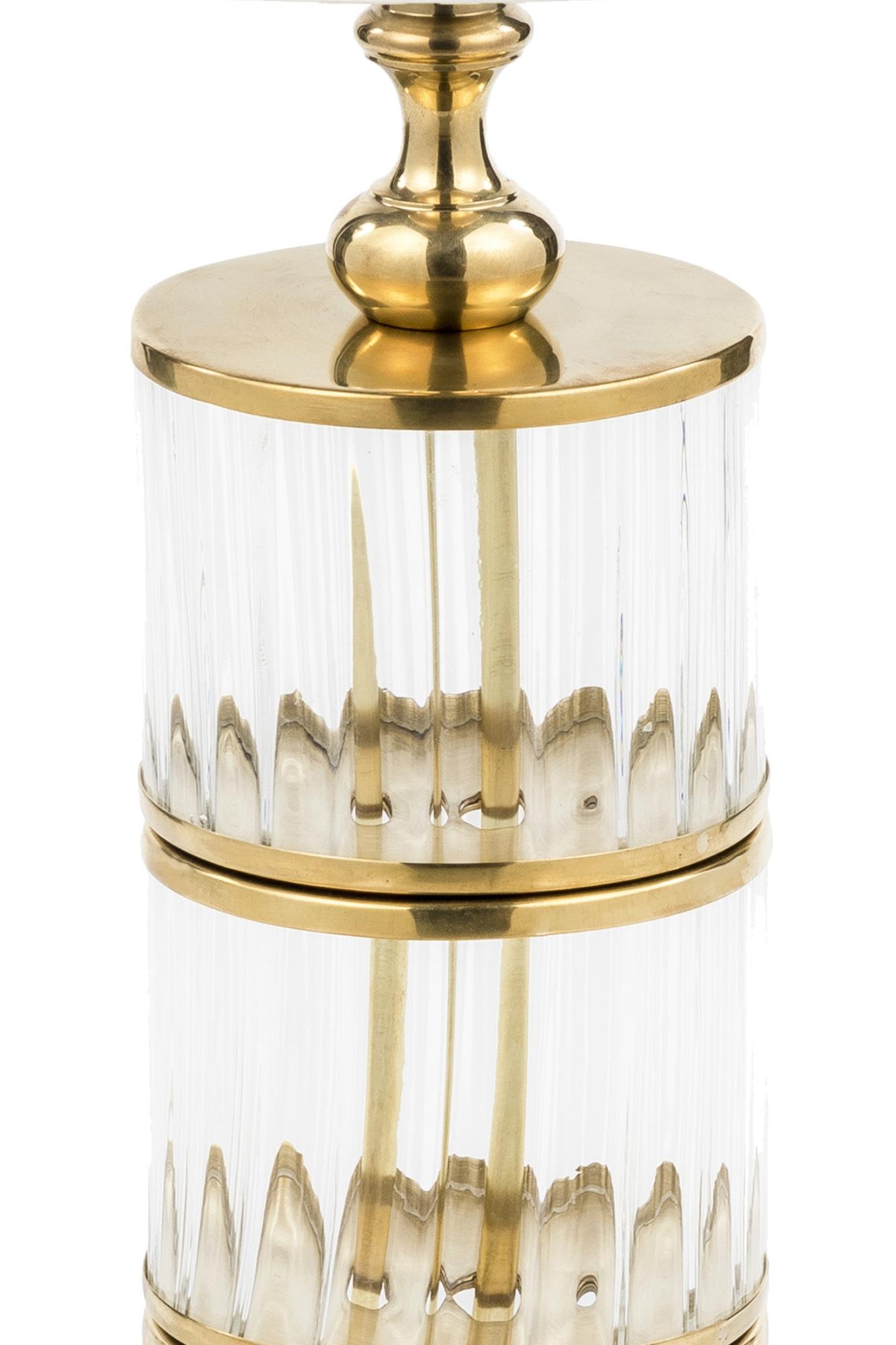 Contemporary Lampada da tavolo Canneté in ottone e vetro For Sale