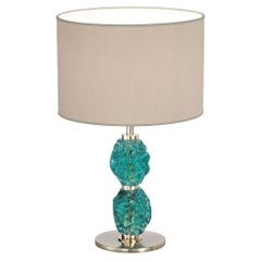 Charme table lamp with aquamarine Murano glass