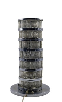 Plexiglass and Chrome Cylindrical Table Lamp, Italy 1970s