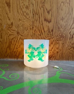 Lampe de table circulaire en plexiglas et tissu par Anna Maria Y Palacios