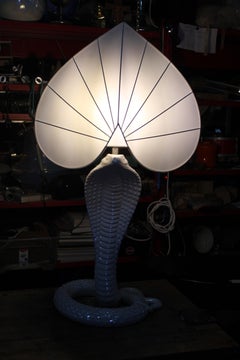 Lampada da tavolo Cobra Tommaso Barbi 1970 Bianca Made in Italy