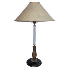 Table lamp with black marble base and bronze leaf decoration (Italy)