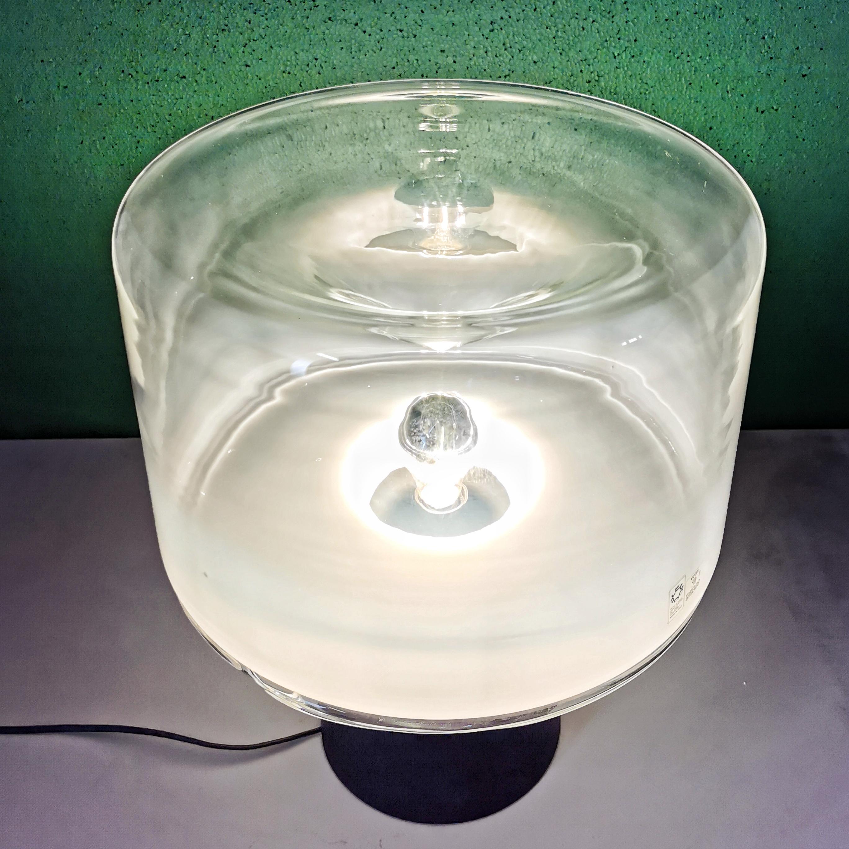 Glass Concerto table lamp Roberto Pamio for Leucos 1970's For Sale