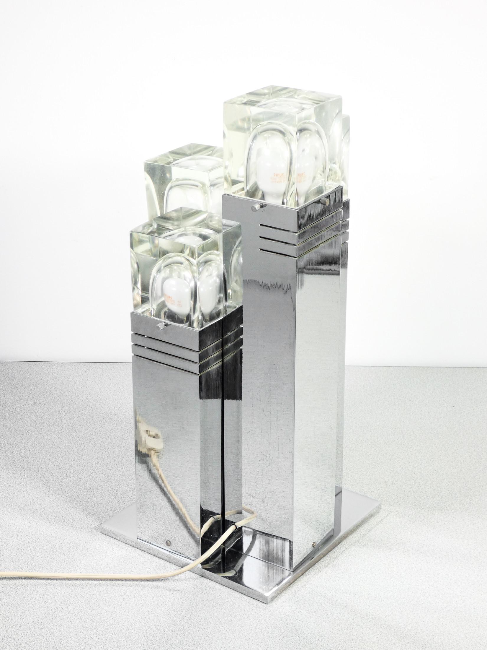 Lampada Da Tavolo Cubic, Design Gaetano Sciolari, Italia, Anni 70 4