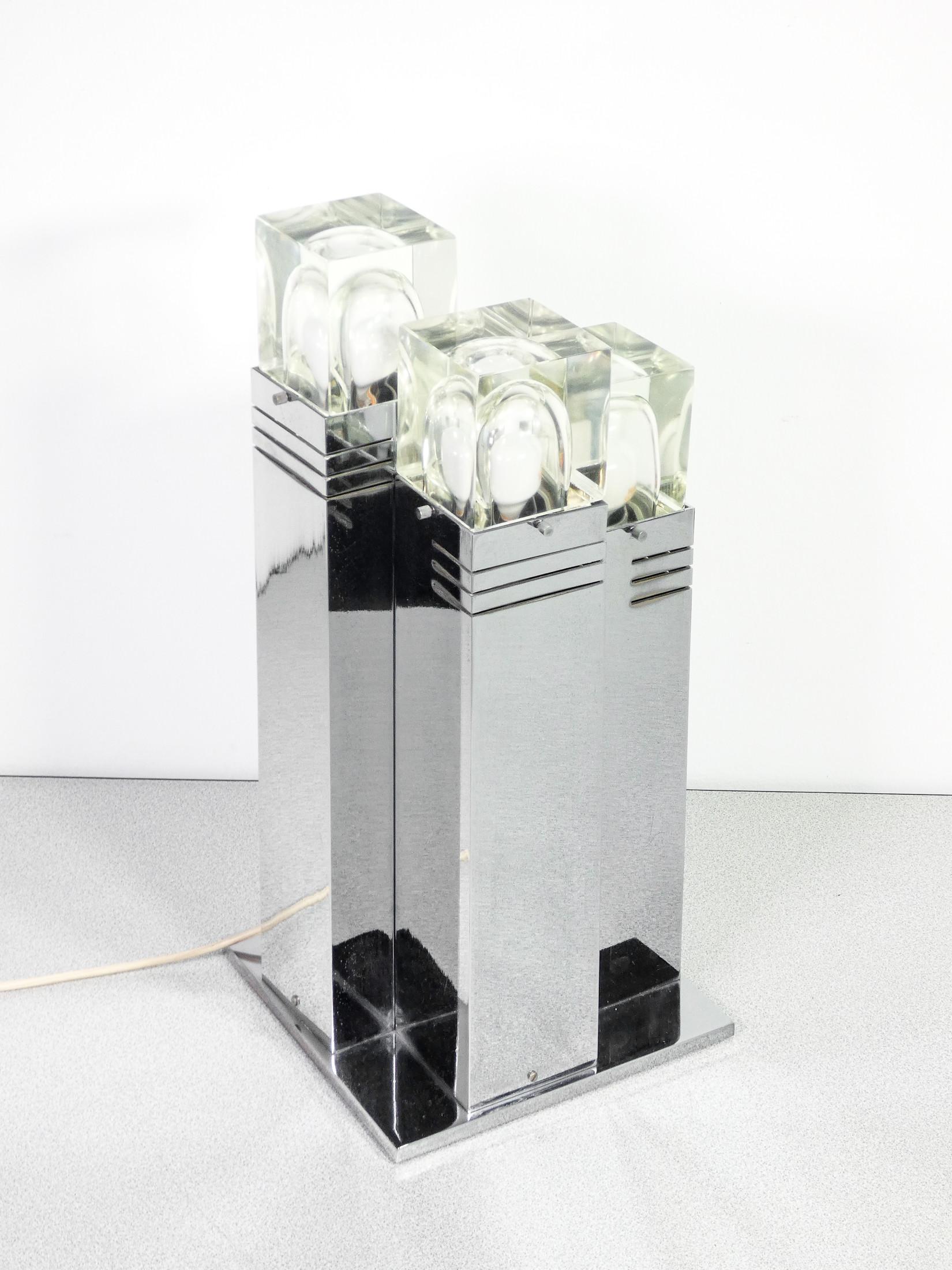 Lampada Da Tavolo Cubic, Design Gaetano Sciolari, Italia, Anni 70 5