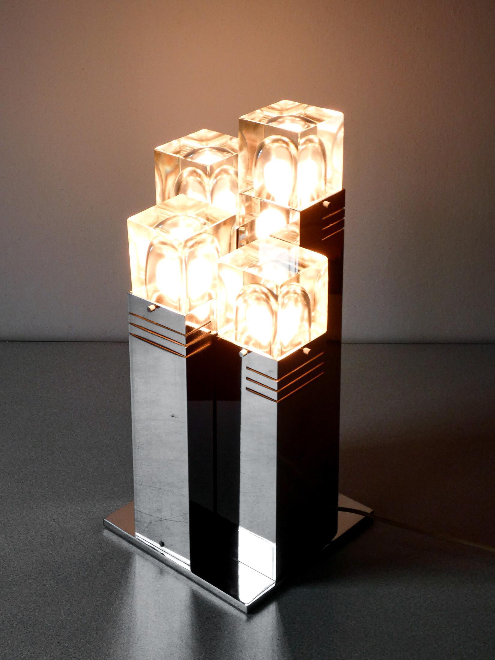 Italian Lampada Da Tavolo Cubic, Design Gaetano Sciolari, Italia, Anni 70