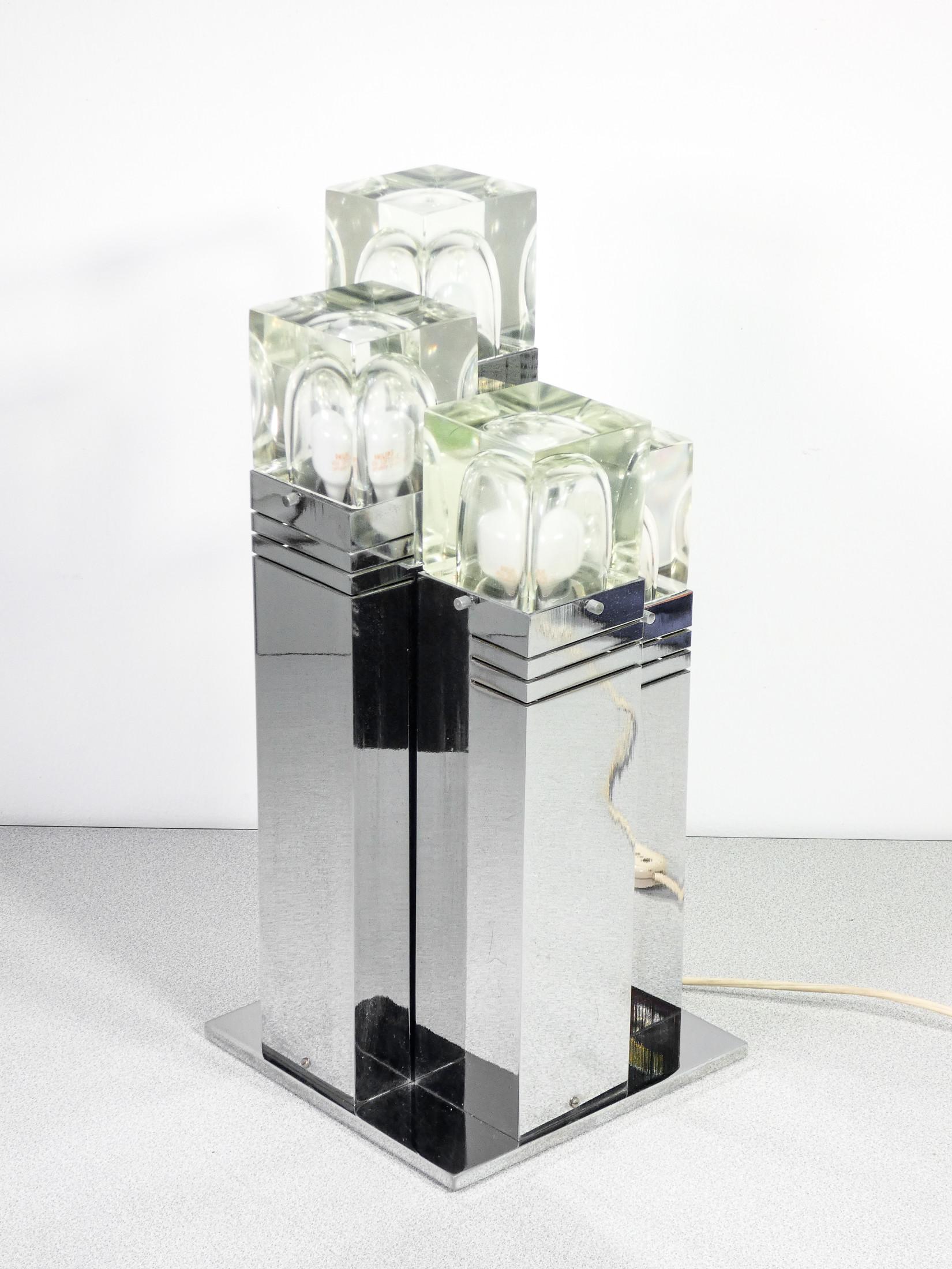 Lampada Da Tavolo Cubic, Design Gaetano Sciolari, Italia, Anni 70 In Good Condition In Torino, IT