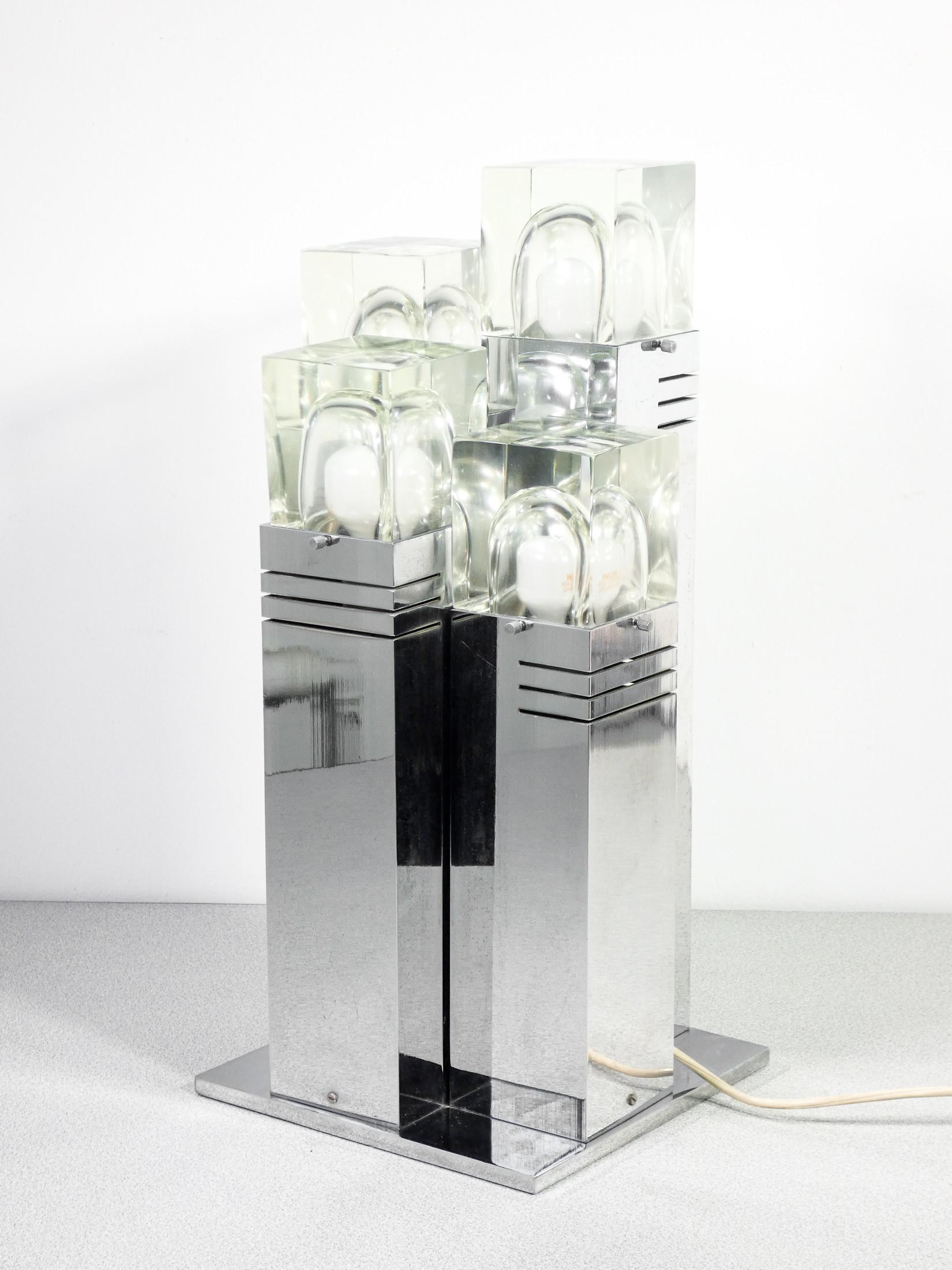 Late 20th Century Lampada Da Tavolo Cubic, Design Gaetano Sciolari, Italia, Anni 70