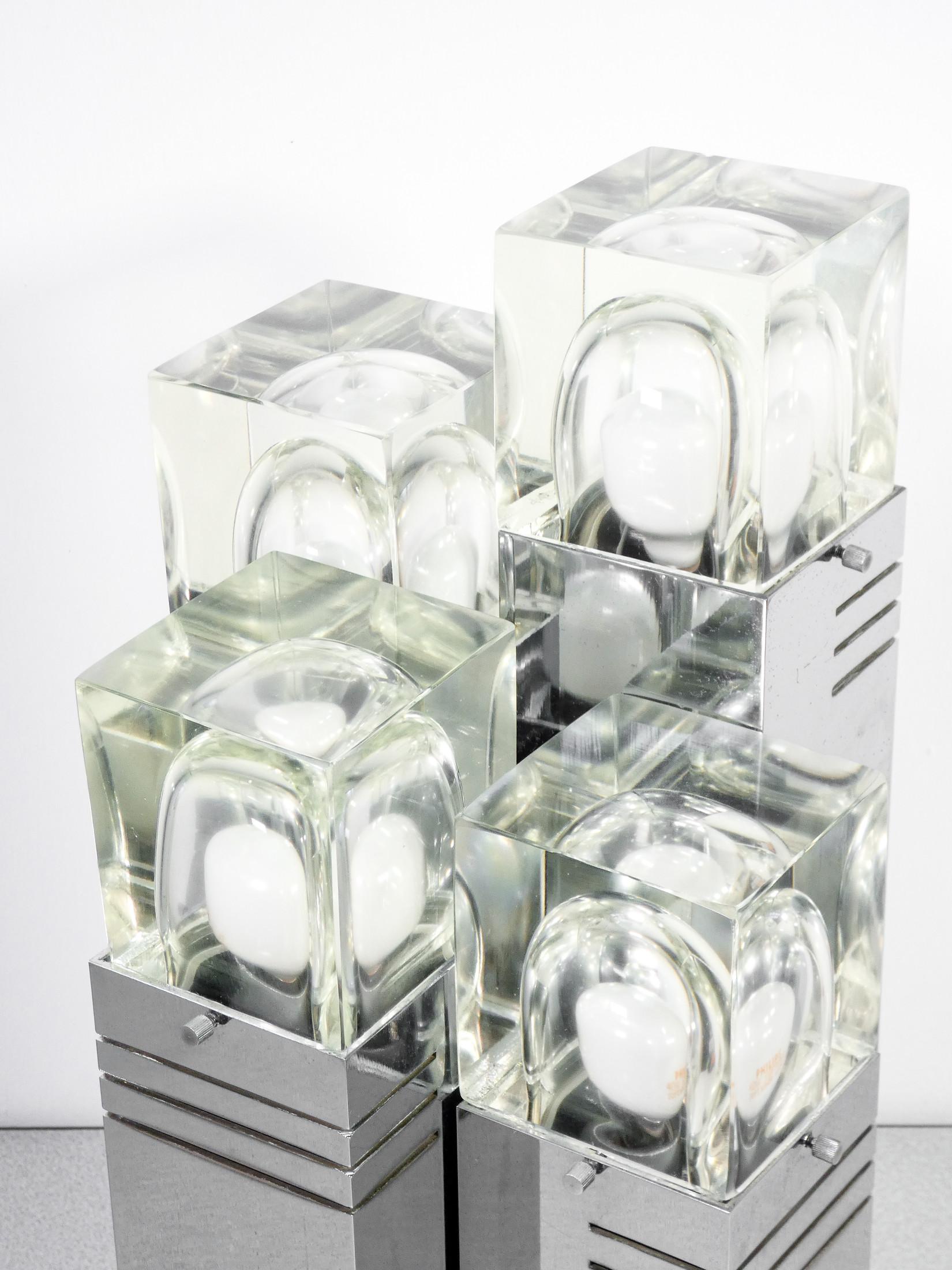 Lampada Da Tavolo Cubic, Design Gaetano Sciolari, Italia, Anni 70 2