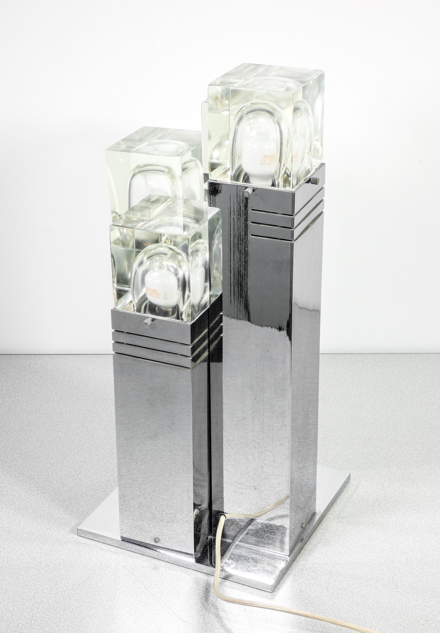 Lampada Da Tavolo Cubic, Design Gaetano Sciolari, Italia, Anni 70 3