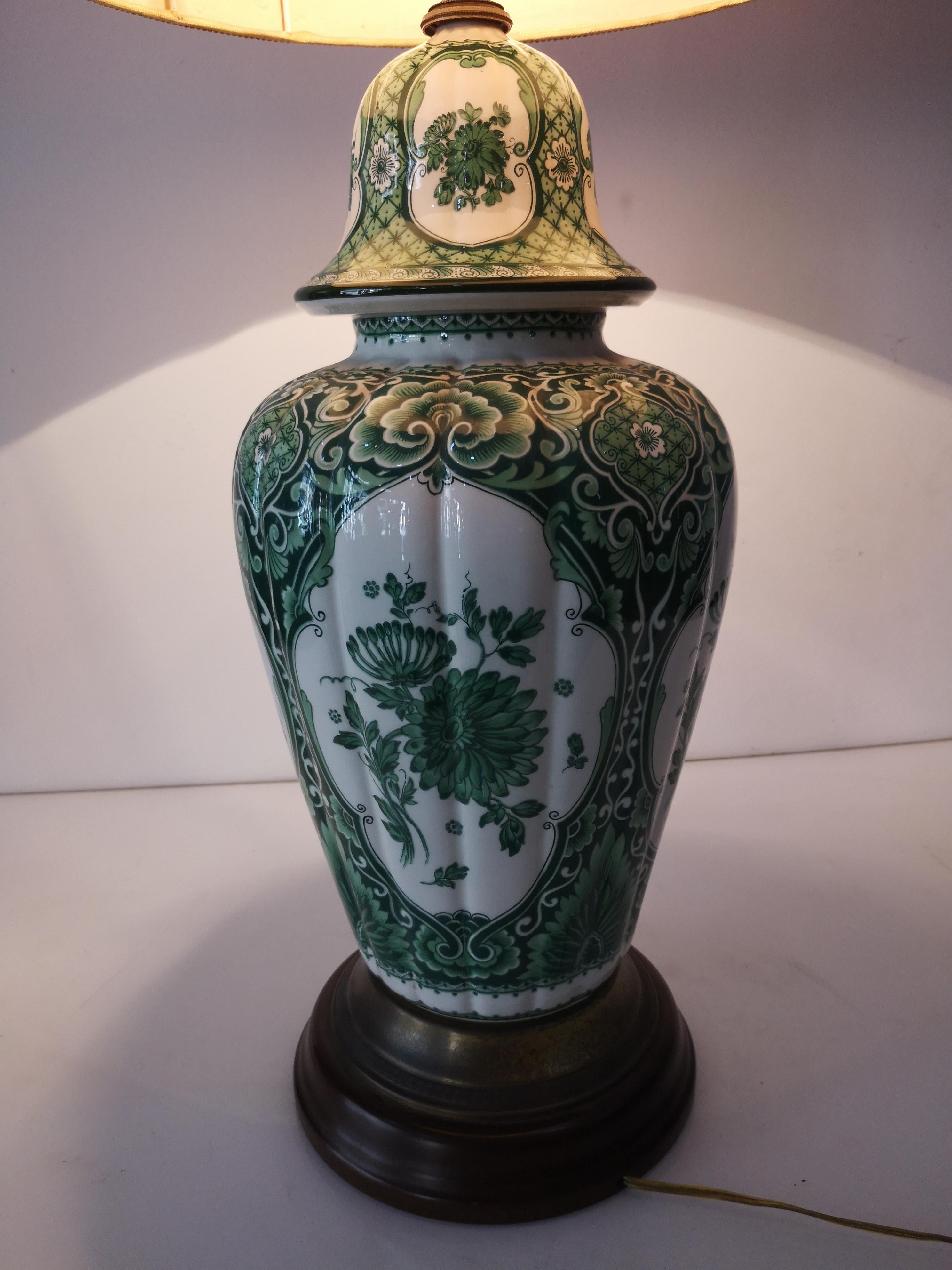Late 20th Century Lampe à poser Delft Vert années 1970 H cm 60 en vente