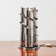 Chromed Steel Spiral Design Table Lamp LAMA Italy 1970s