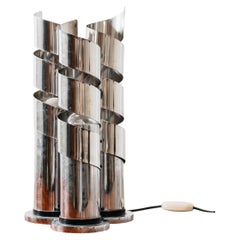 Chromed Steel Spiral Design Table Lamp LAMA Italy 1970s