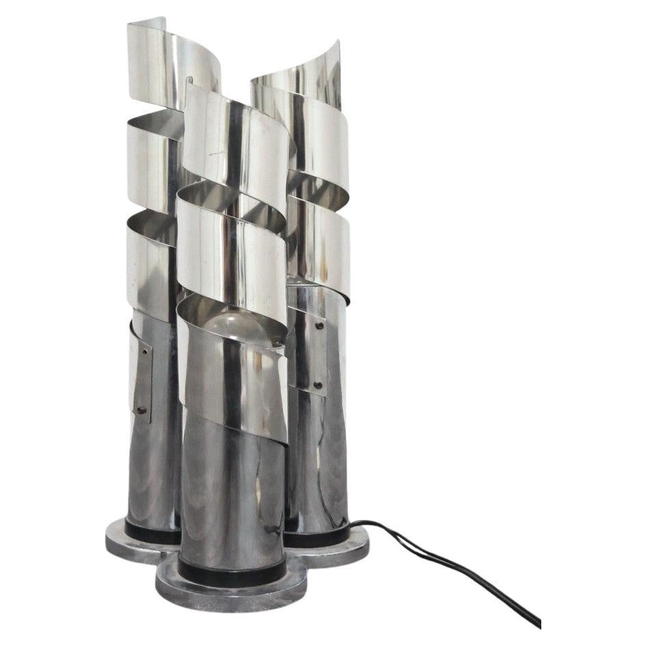 Lampada Da Tavolo Design/One In Acciaio Cromato A Spirale Max Sauze Attr. Anni 
70 en vente