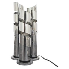 Lampada Da Tavolo Design In Acciaio Cromato A Spirale Max Sauze Attr. Anni ‘70