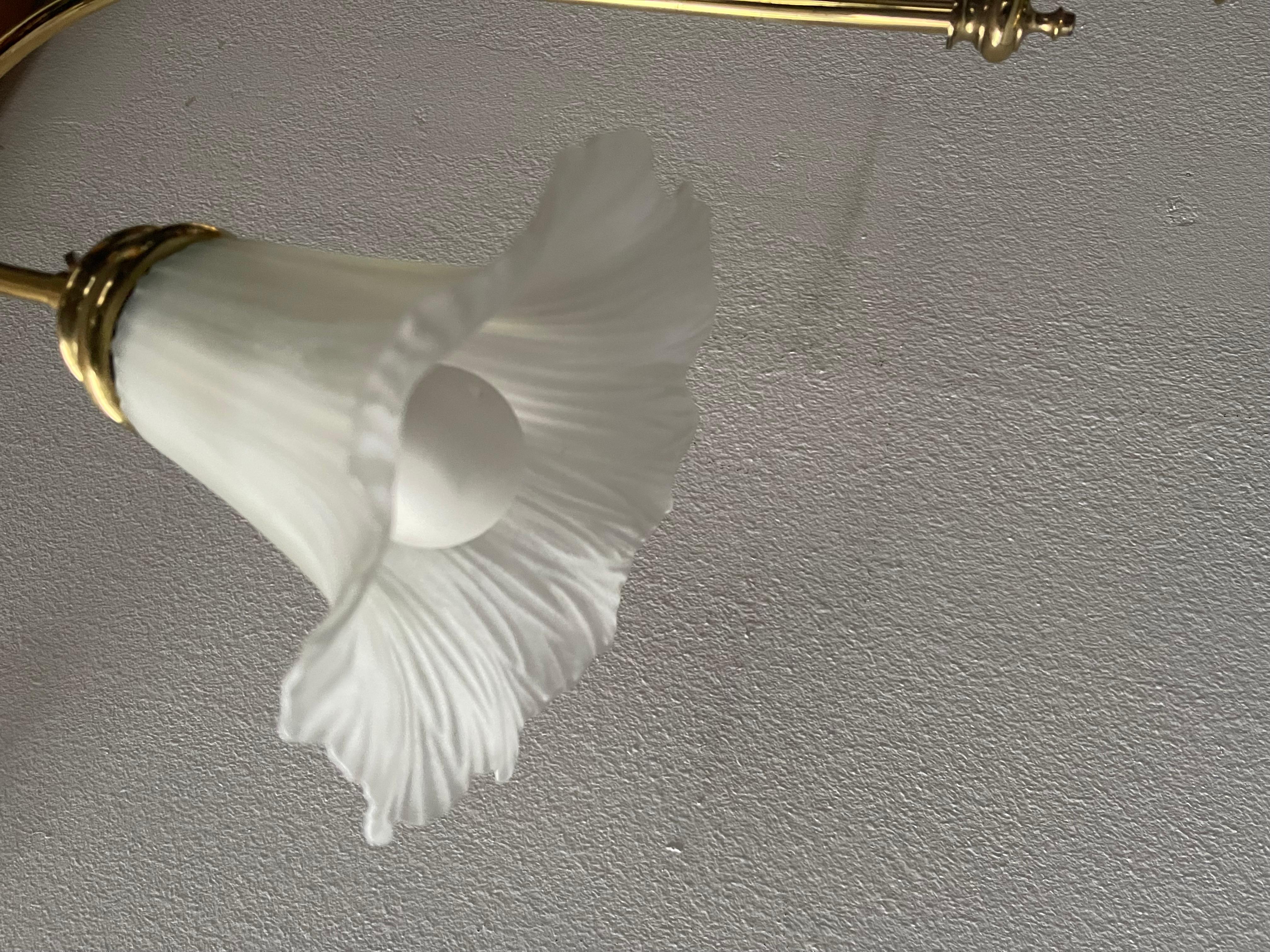 Art Nouveau style fixed table lamp glass shade 1990s For Sale 7