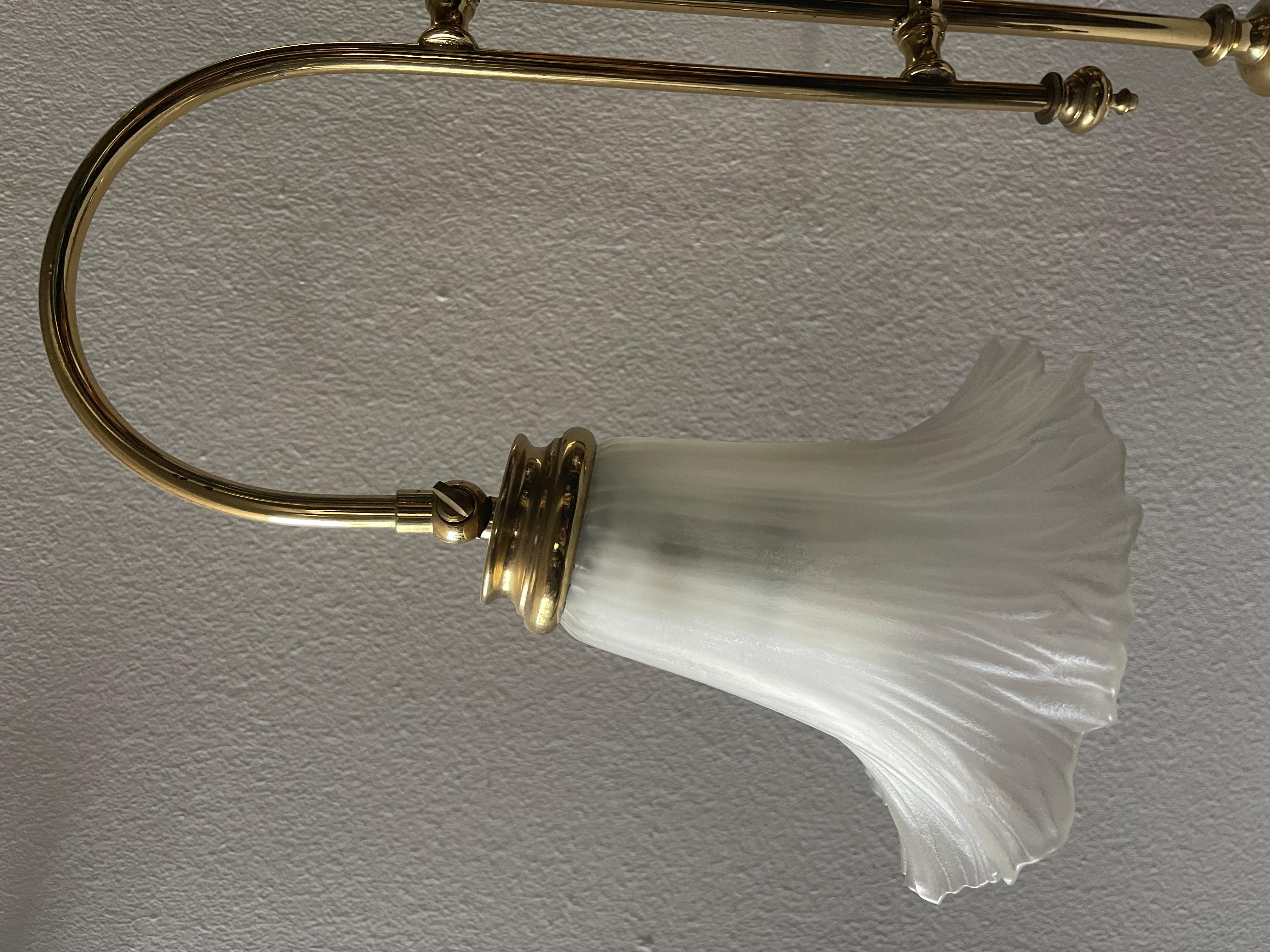 Art Deco Art Nouveau style fixed table lamp glass shade 1990s For Sale