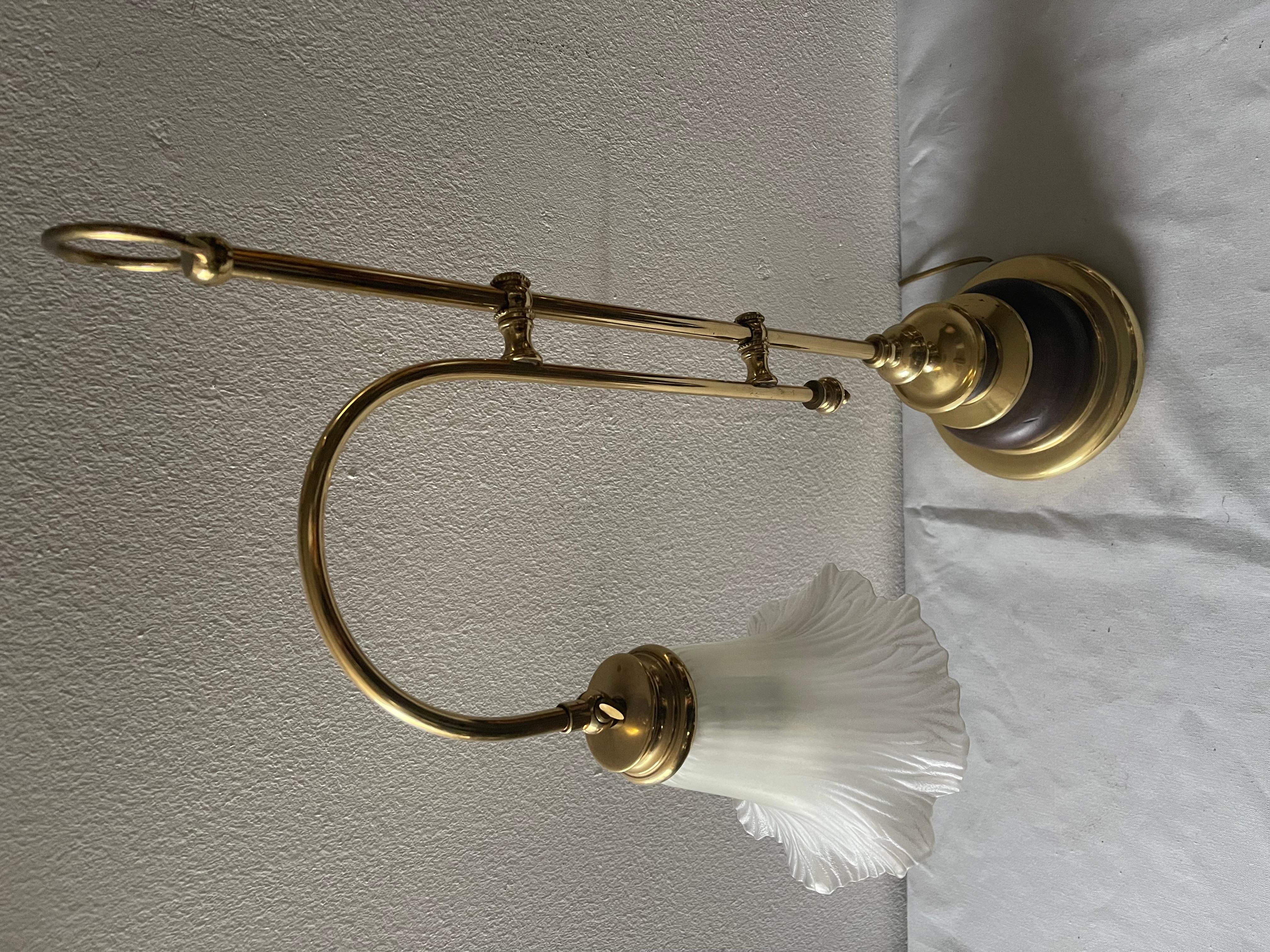 20th Century Art Nouveau style fixed table lamp glass shade 1990s For Sale