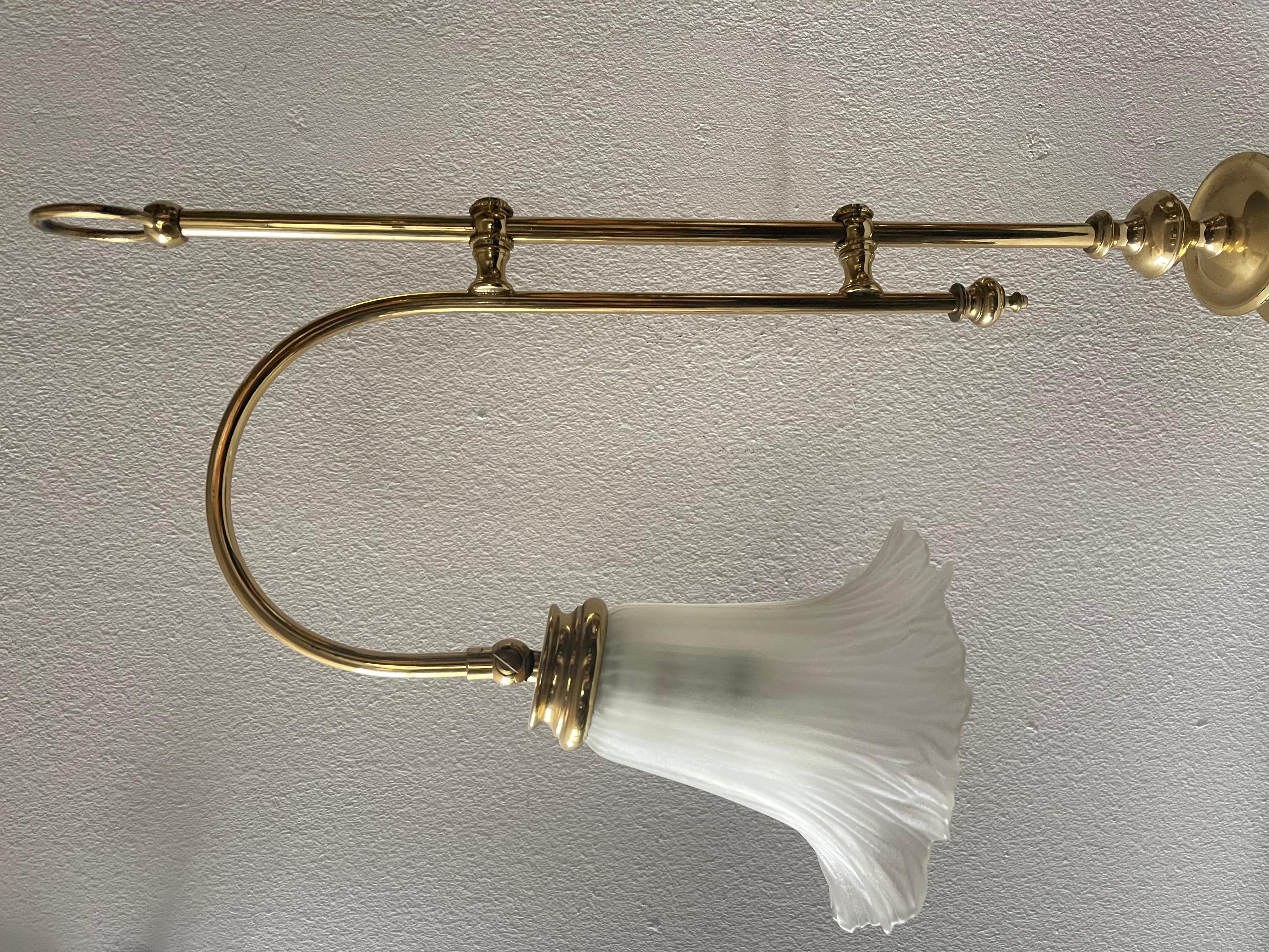 Art Nouveau style fixed table lamp glass shade 1990s For Sale 1