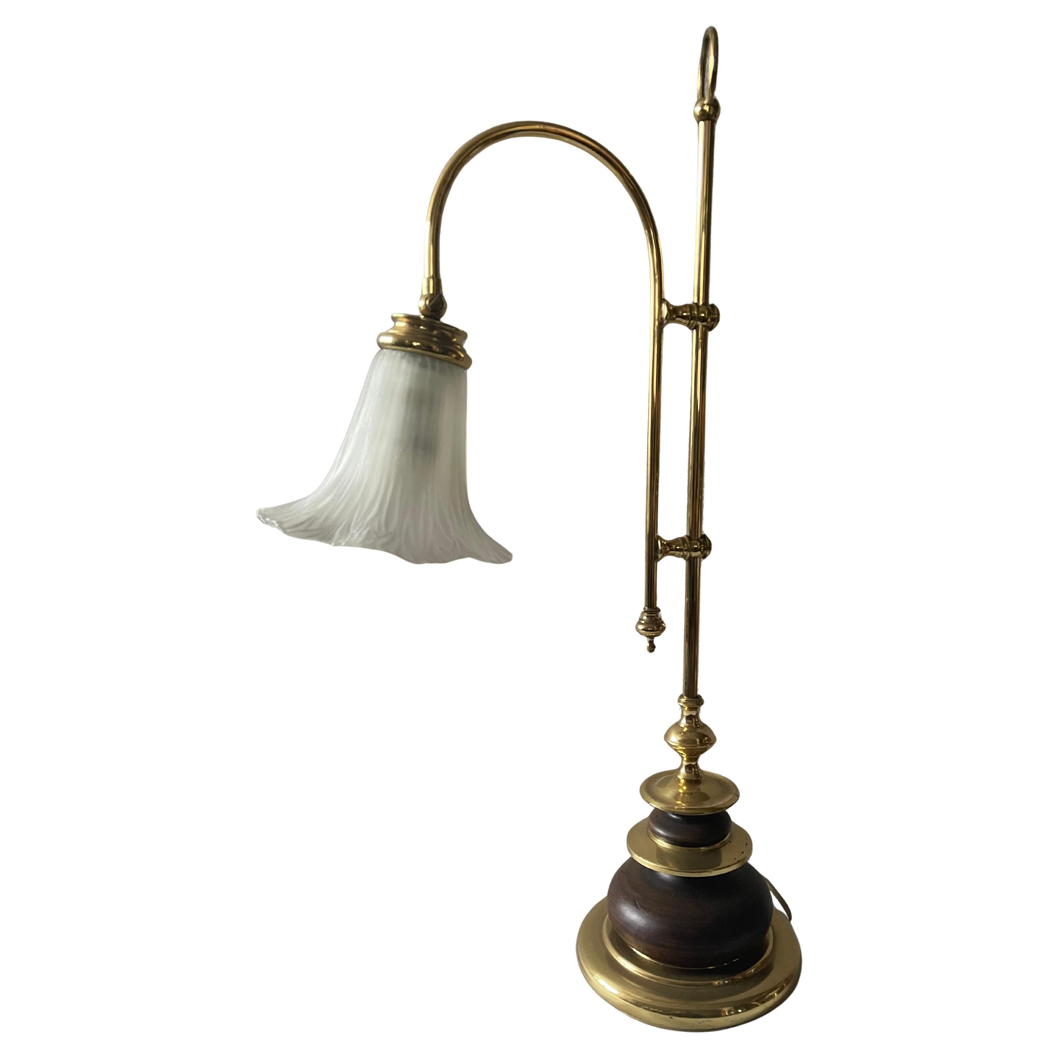 Art Nouveau style fixed table lamp glass shade 1990s