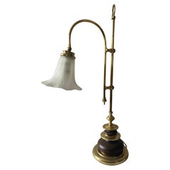 Vintage Art Nouveau style fixed table lamp glass shade 1990s